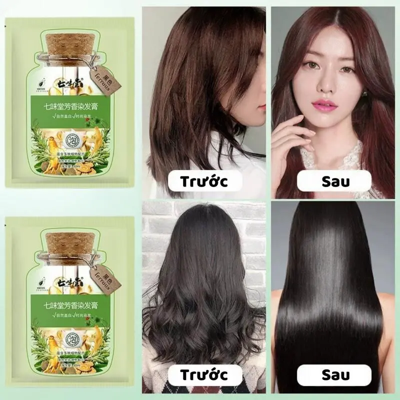 Mua 2 -5K Combo 2 hộp  ( 20 gói )  Dầu Gội Nhuộm Màu Tóc Màu Nâu Hạt Dẻ - Màu Đen Thảo Dược, Dầu Gội Phủ Bạc Tóc, Nuôi Dưỡng Tóc Khoẻ Óng Mượt Nhuộm Tóc Đổi Màu Tóc