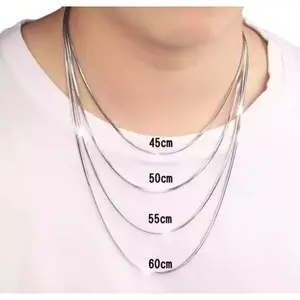 Kalung Belut Halus Stainless Steel Titanium Anti Karat Unisex Gold Dan Silver Pria Dan Wanita