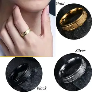 cincin titanium model Romawi untuk pria wanita