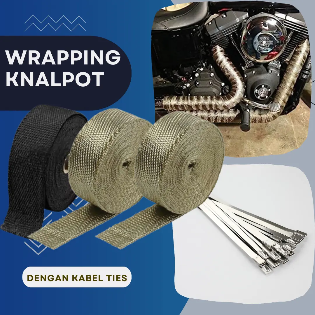 Wrap Bungkus Knalpot Motor Custom Honda Suzuki Mobil Gorilla Style - Wrapping Exhaust Kenalpot Peredam Panas Racing 2.5m  Gorilla Style - Perban Gorila Pembungkus Knalpot Mobil Sporty Kabel Kain Kabel  Motorcycle