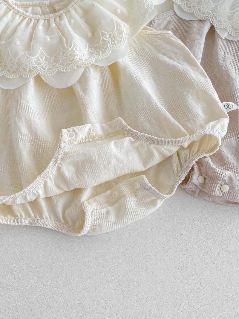 Product Introduction of Quần Áo Trẻ Em Áo Liền Quần Thêu Hoa, Phong Cách Mùa Xuân, Cho Em Bé Gái, Cổ Áo bẻ xuống, Áo Liền Quần ngắn Tay, Váy Chị Em, Phong Cách Ins 15