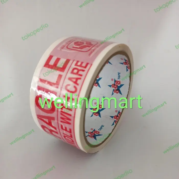 lakban fragile jangan di banting merah putih 2in1 48mm 1