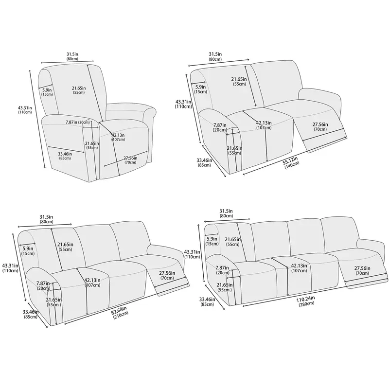 Solid Color Sofa Cover with Storage Pocket on The Side, Elastic Sofa Slipcover, Sofa Protector for Home Living Room, Home Decor 1