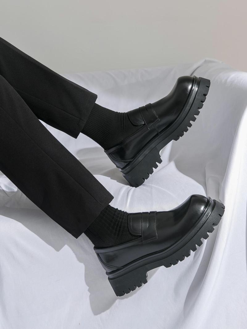 Product Introduction of Men's Business Style Solid Color Slip on Dress Shoes, Fashionable Round Toe Shoes for Work Office, Male All-match Commuter Shoes for Daily Wear 4