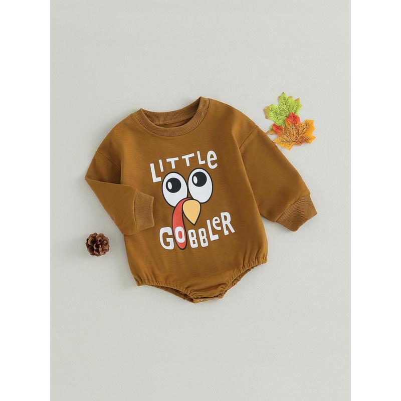 Baby Sweatshirt Rompers Thanksgiving Letter Print Long Sleeve Jumpsuit 4