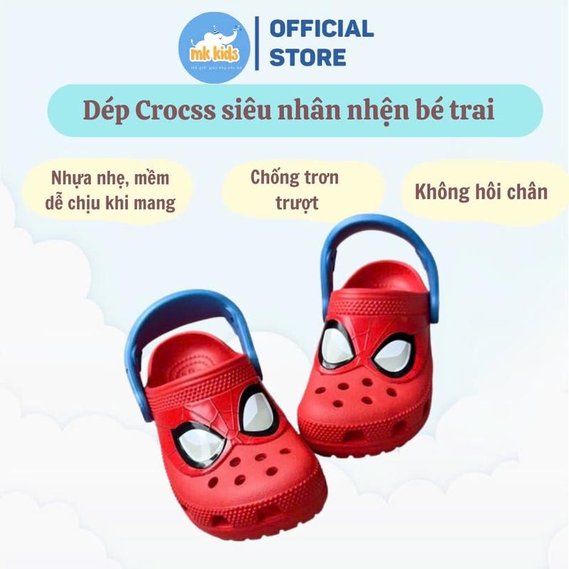 Giày Dép Sục Cross Siêu Nhân Nhện Đỏ  Cho Trẻ Em Bé Trai Đúc Nguyên Khối Bền Bỉ, Không Hôi Chân, Chông Trượt Tốt Mũi Tròn Dép Sandal