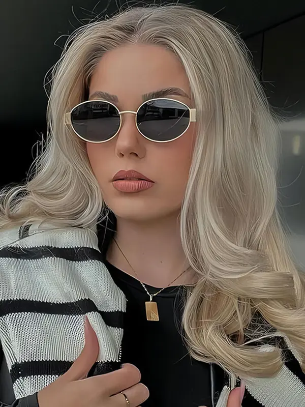 Unisex Simple Style Sunglasses, Trendy Casual Oval Frame Sunglasses for Everyday Use, Fashion Accessories for Outdoor Activities 4