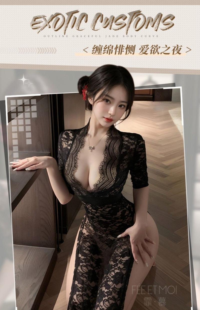 Product Introduction of Sexy Lingerie Sexy Nightdress Bedtime No-Remove Uniform Lace Dress Battle Robe Passionate Hot Set New Pajamas 6