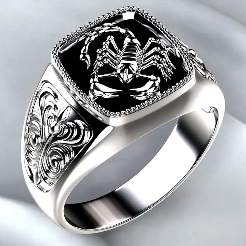 Juagshye-Nhẫn Ngón Tay Hợp Kim Khắc Hình Bọ Cạp Rộng Cho Nam, Trang Sức Tiệc Sinh Nhật, Câu Lạc Bộ, Quà Tặng Kim Tuyến Pin