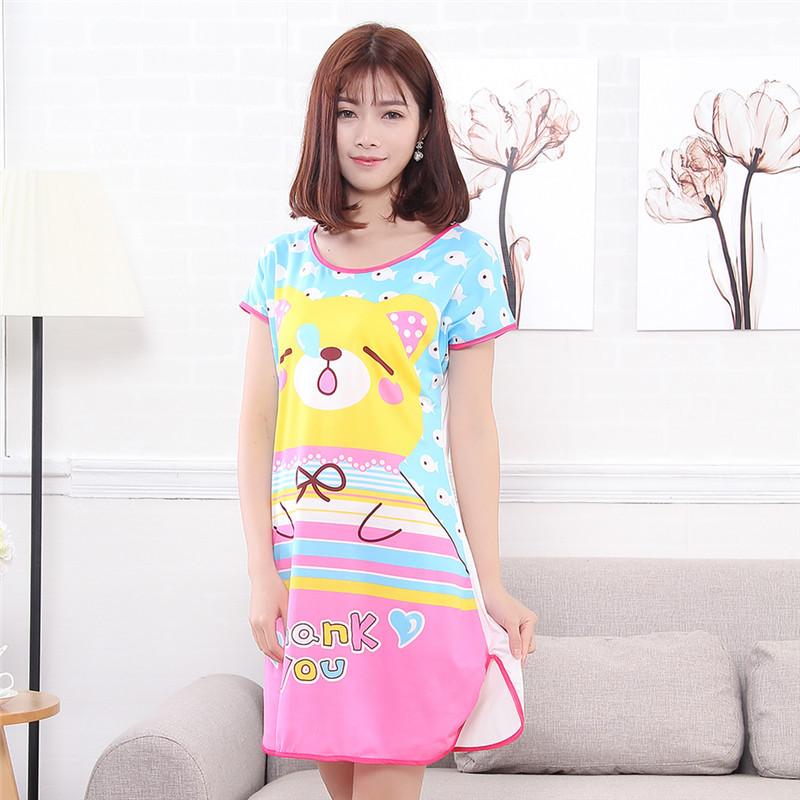 Product Introduction of Summer new cartoon variety cute women's milk silk one-piece short sleeved nightgown, home pajamas Collar Fabric 20