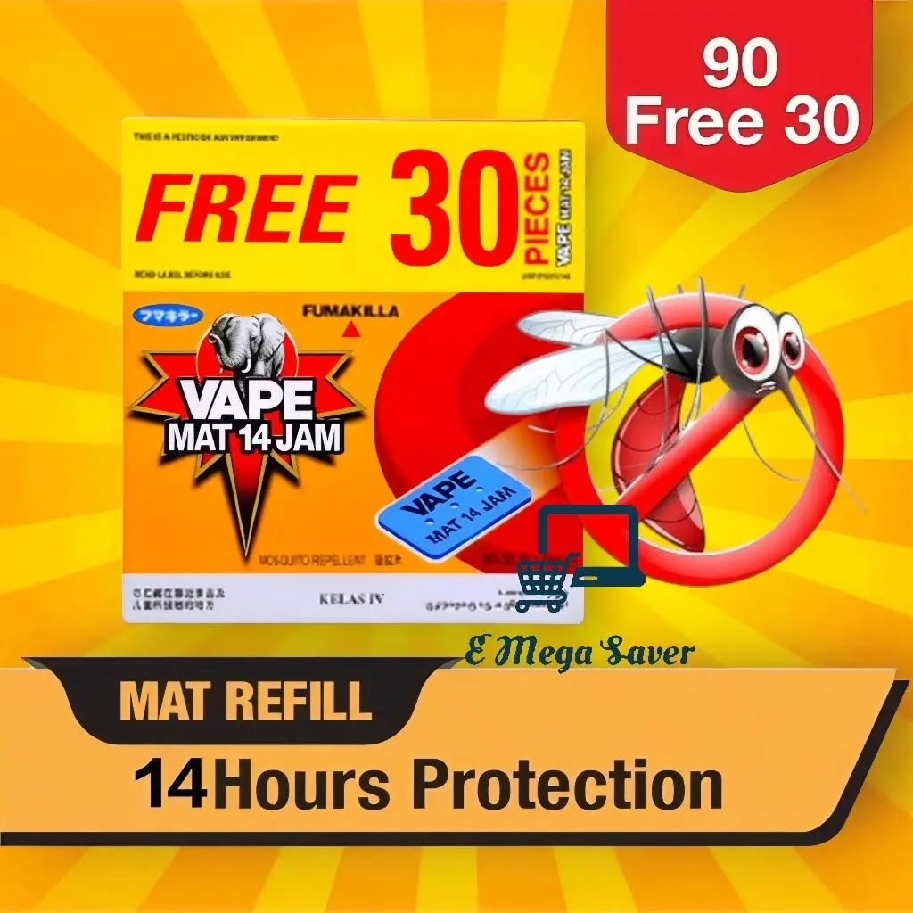 Fumakilla Vape Mat 14 Jam Ubat Nyamuk 90an+30an - TikTok Shop Malaysia
