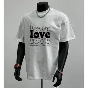 ผ้าฝ้ายคอกลมแขนสั้นเสื ้อยืดผู้ชายเทรนด์ภาษาอ ังกฤษพิมพ์ฤดูร้อนด้านบ หลวมพร้อมเสื้อยืดขนาด