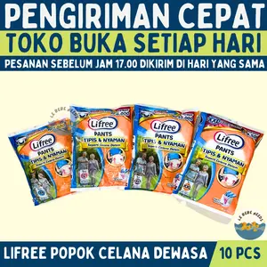 Lifree Popok Celana Dewasa Renceng Isi 10 pcs - Popok Lifree Satuan M L XL XXL - Popok Orang Tua