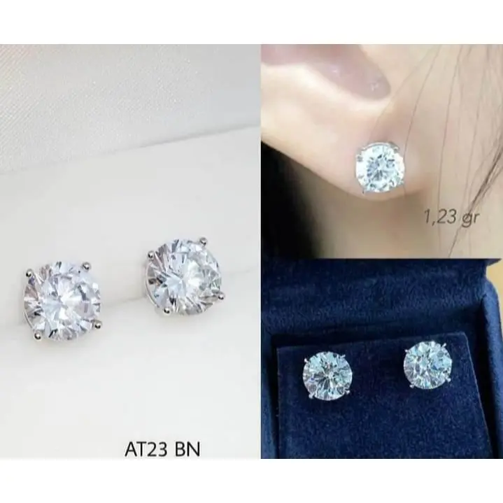 anting tusuk titanium mata 1premium  terlaris Emas Putih