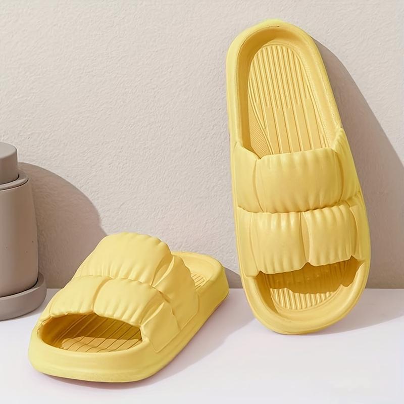 VMI EVA Slides - Textured Solid Color, Non-Soft Sole Home & Beach Vacations |   Comfortable, Portable, All-Season Footwear, Beach Shoes Women Girl slippers  for  women 6