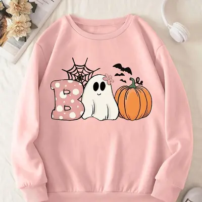 Authentic Trick or Treat Cute Ghost Fall Women's Cropped Sweatshirt