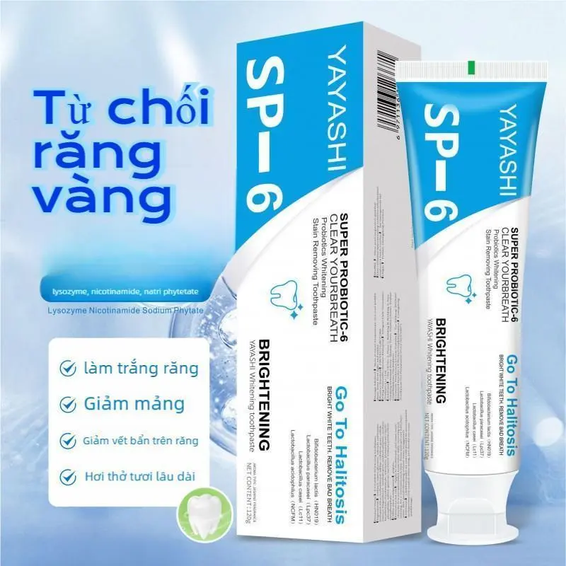 YAYASHI sp-6 probiotite trắng kem đánh răng sạch răng vàng 120g(mua một tặng một miễn phí) 1