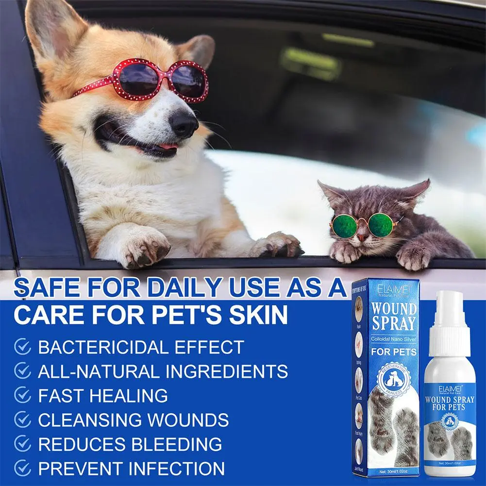 External Wound Care Spray For Minor Skin Burns And Scratches For Pet Cats And Dogs E6R4