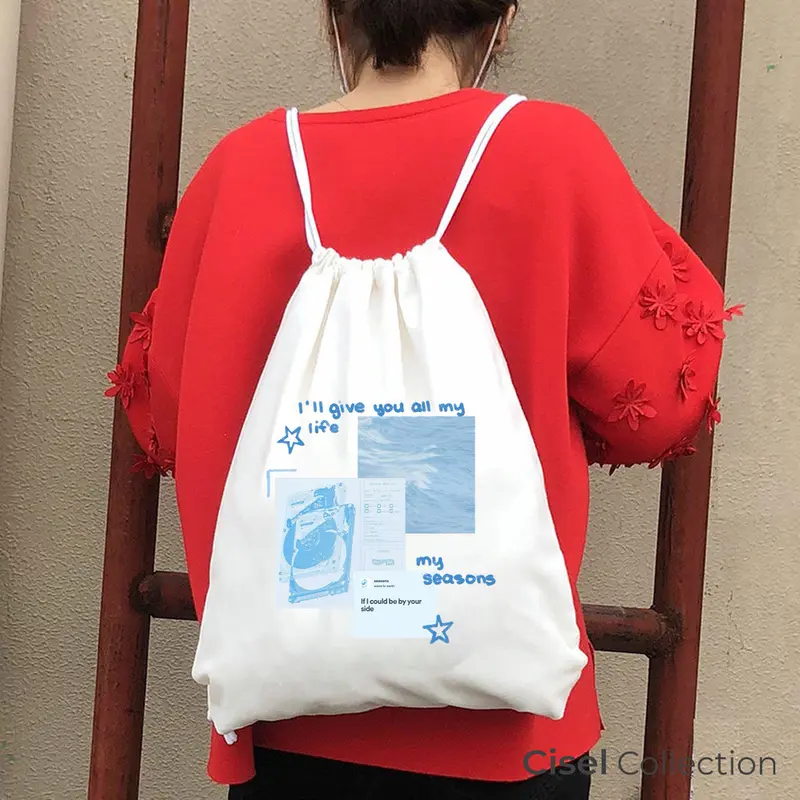 Tas Serut String Bag Kanvas Tebal Wave to Earth Band Rock Indie Ukuran 30x40 1
