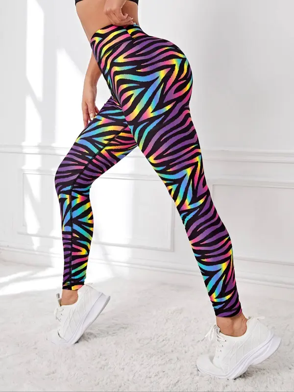 Women's Ombre All Over Print High Waist Yoga Leggings, Summer Casual Sporty Comfy Breathable Skinny Pants for Yoga Gym Workout Running, Women Sport & Outdoor Clothing for All Seasons 3