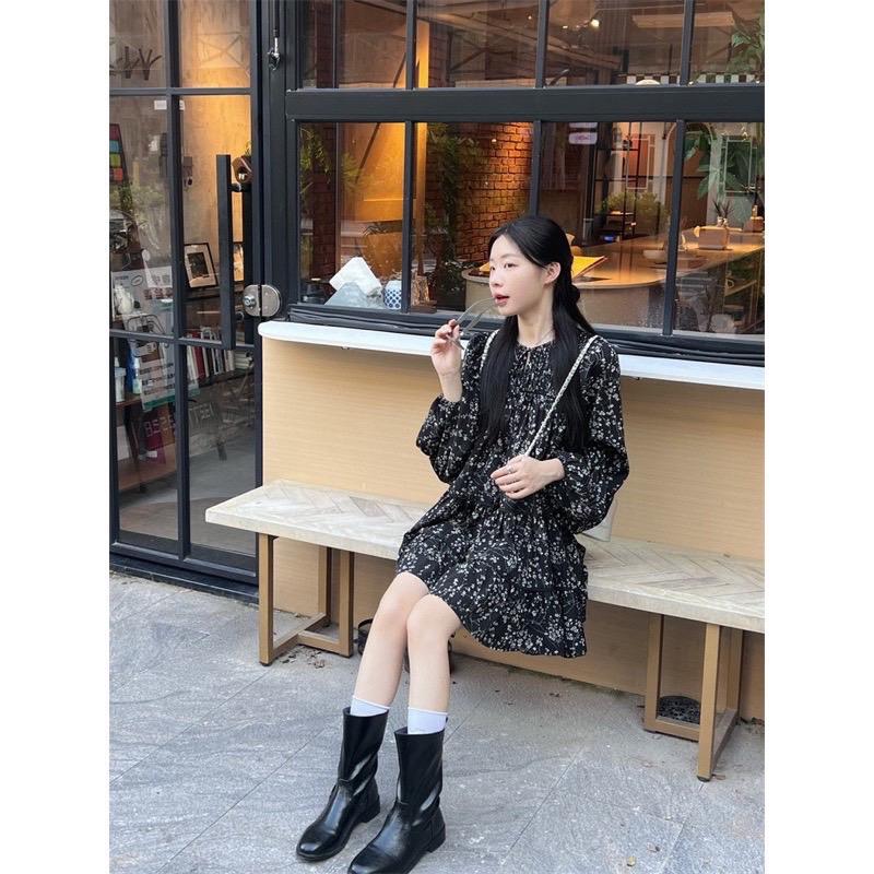 Váy babydoll hoa nhí đen siêu vintage dài tay nàng thơ- Uly Dress 5