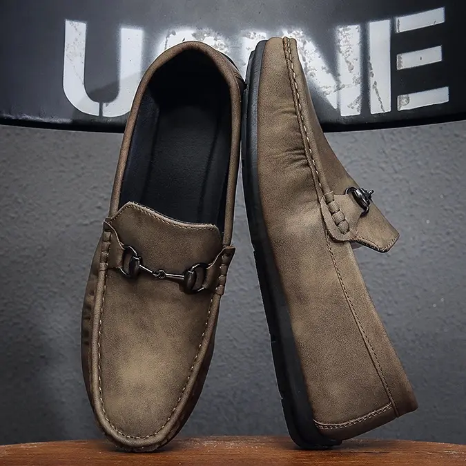 Kasut Memandu Kulit Lelaki, Ketibaan Baru, Pakaian Harian, Gaya Selipar Kasual dan Loafers, Uxsk Flat Shoes