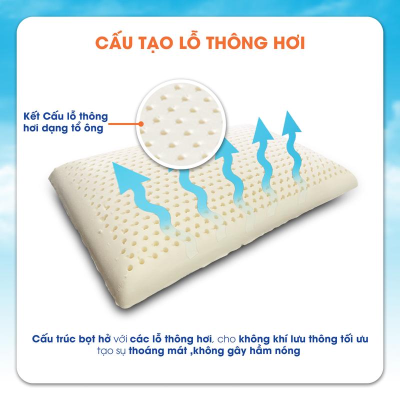 Product Introduction of Gối cao su non Kingroll mềm êm thoáng khí giảm đau mỏi cổ, thiết kế Oval - Tặng kèm vỏ gối 17