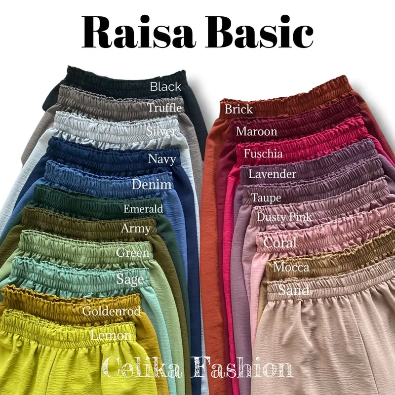 CELIKA || RAISA Celana Kulot Wanita Airflow Krinkel Premium | Celana Kulot Raisa Button | Celana Kulot Polos Premium 2