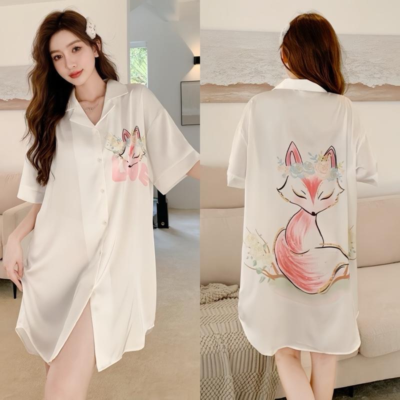 Hisexy Váy ngủ Sơ mi lụa latin sơmi pijama in 3D cao cấp vải mềm mịn mát SM16 1