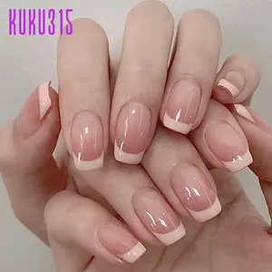 [Seri Lembut Simpel 2] KUKU315 24Pcs Full Size Kuku Palsu Nails Art Lem Jelly Ultra Tipis Bernapas Bisa Dipakai Berulang Lepas Pasang