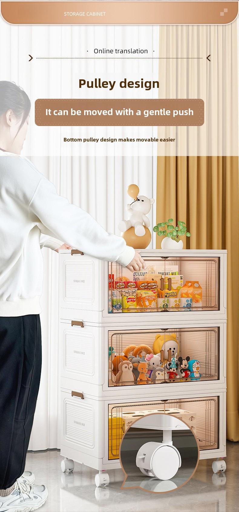 Product Introduction of Storage Cabinet Foldable Wholesale Children's Clothes Storage Cabinet Double Door Home Organizer Cabinet Household Bedroom Wardrobe Easy to Use, Convenient and Easy to Use box  leather 6