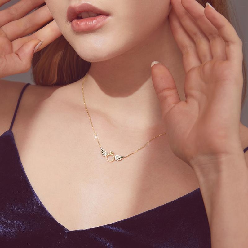 Product Introduction of Angel Wing Diamond Pendant Necklace, Wings Can Move, Elegant Collarbone Chain For Women 4