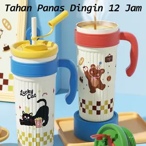 HL  Tumbler Portable 750ML Stainless Steel 316 Vacuum Tahan Panas Dingin 12Jam - Polanya animasi kartun Tumblr Aesthetic/Tumblr/Botol Minum