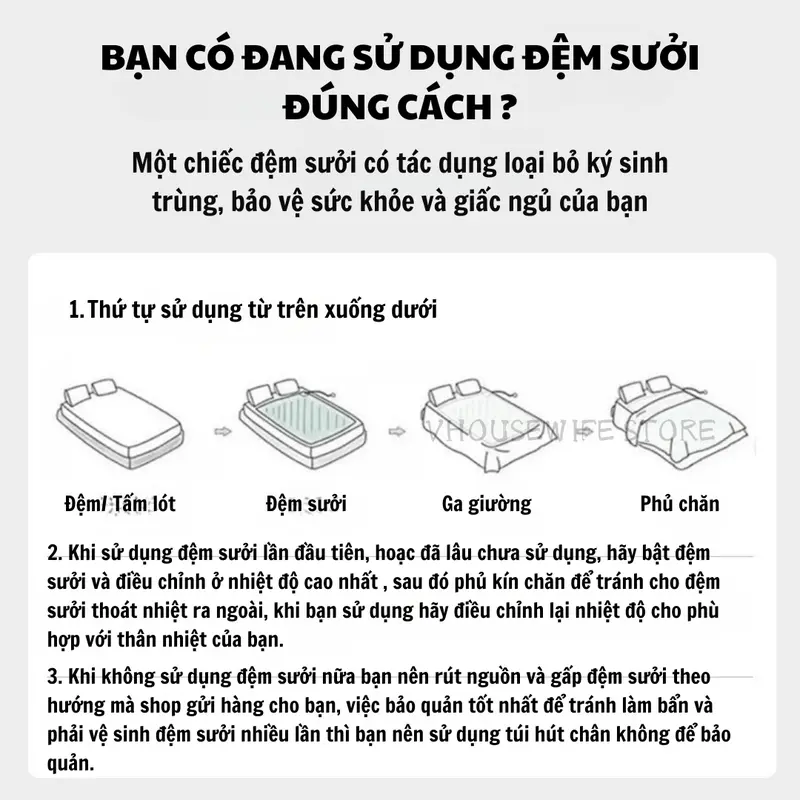Đệm Sưởi Điện Lông Flannel Cao Cấp 2 Vùng Nhiệt Độc Lập - An Toàn - Bảo Hành 12 Tháng 5