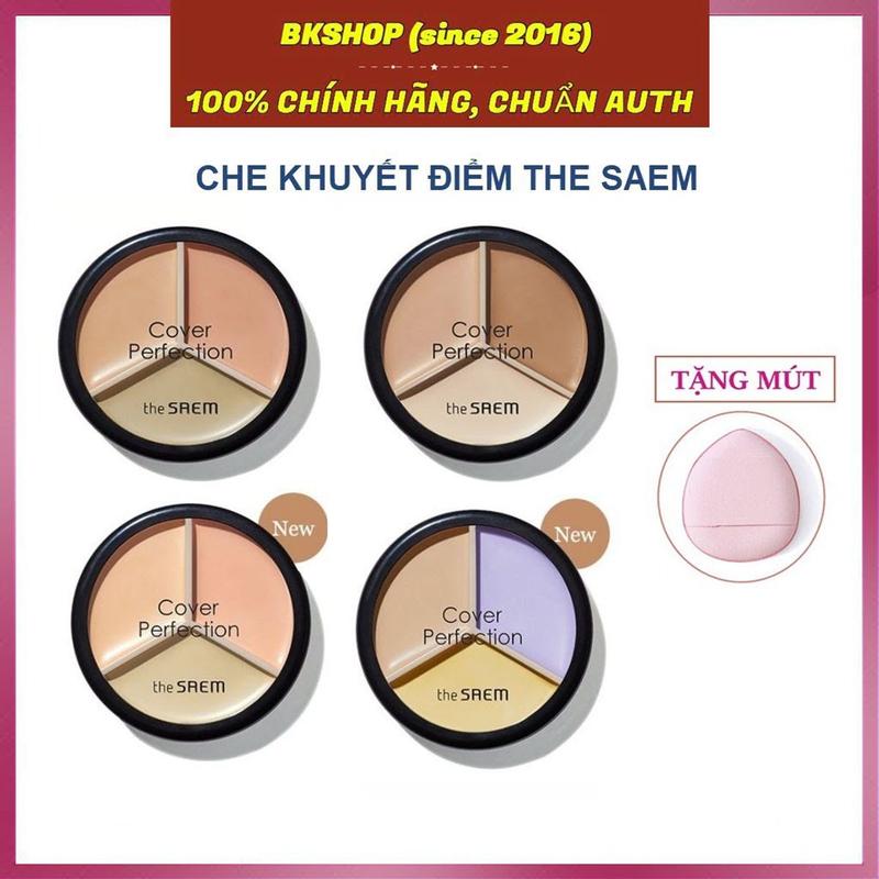 [Tặng Mút] Bảng Che Khuyết Điểm Triệt Sắc 3 Ô Đa Năng The Saem Cover Perfection Triple Pot 13.1g