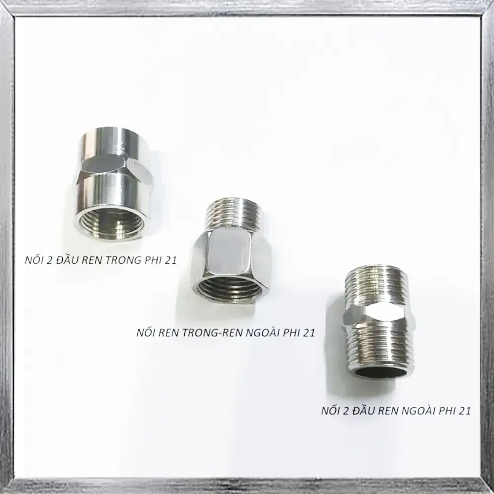 Đầu Nối Ren Trong Ngoài Phi 21, Nối Ren Dân Dụng Ống Nước, Kép Inox