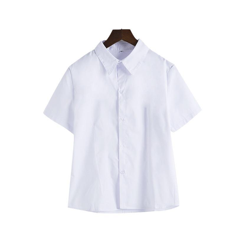 Đồng Phục JK, Phong Cách Preppy Nhật Bản, Đồng Phục DK, Áo Sơ Mi Trắng, Dáng Rộng Vừa Vặn, Cổ Bẻ Ngắn Tay, Thích Hợp Cho Học Sinh, Quần Áo Làm Việc, Trang Phục Công Sở, Ngoại Cỡ Có Sẵn 4