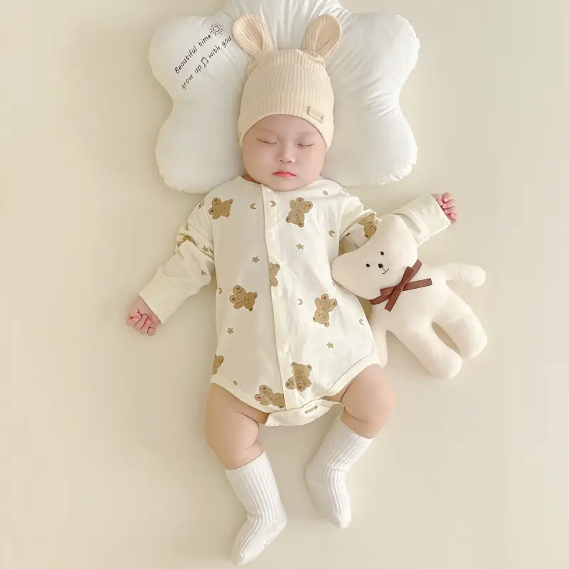 Baby Long Sleeve Romper Pure Cotton Spring Autumn Unisex Baby Onesie Newborn Triangle Jumpsuit Crawling Suit Base Layer