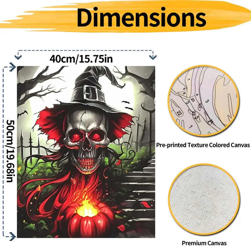 Skeleton Pattern Painting By Numbers Kit, 1 Set DIY Paint By Numbers Kit without Frame, DIY Wall Art Painting for Home Bedroom Living Room Decor 1
