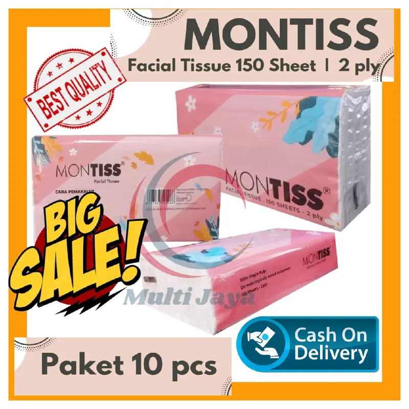 [ PAKET 10 PCS ] Tissue montiss 150 sheet 2 ply | tissue wajah Lembut 2 Lapis 2