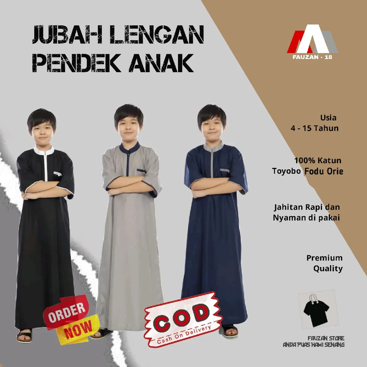 Jubah Anak Lakki Laki Resleting Usia 2-15thn - kain katun toyobo Premium Kain 4-5 tahun zigzag hijau