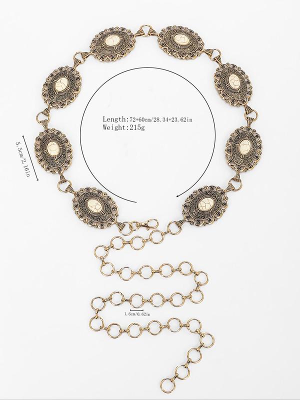 Women's Baroque Style Chain Belt with Geometric Decoration, Casual Trendy Waist Belt, Fashion Accessories for Clothes Decoration for Dress 5