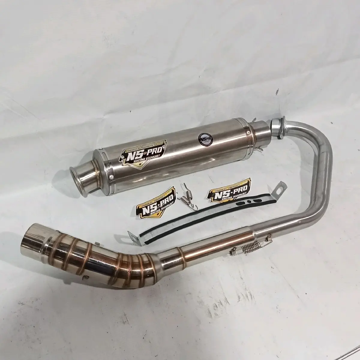 Knalpot original NS-pro Exhaust bulat PNP Vixion. satria Fu. mx 135. cb150. cb. gl. mp. Tiger. verza, MX king, Fu fi, dll