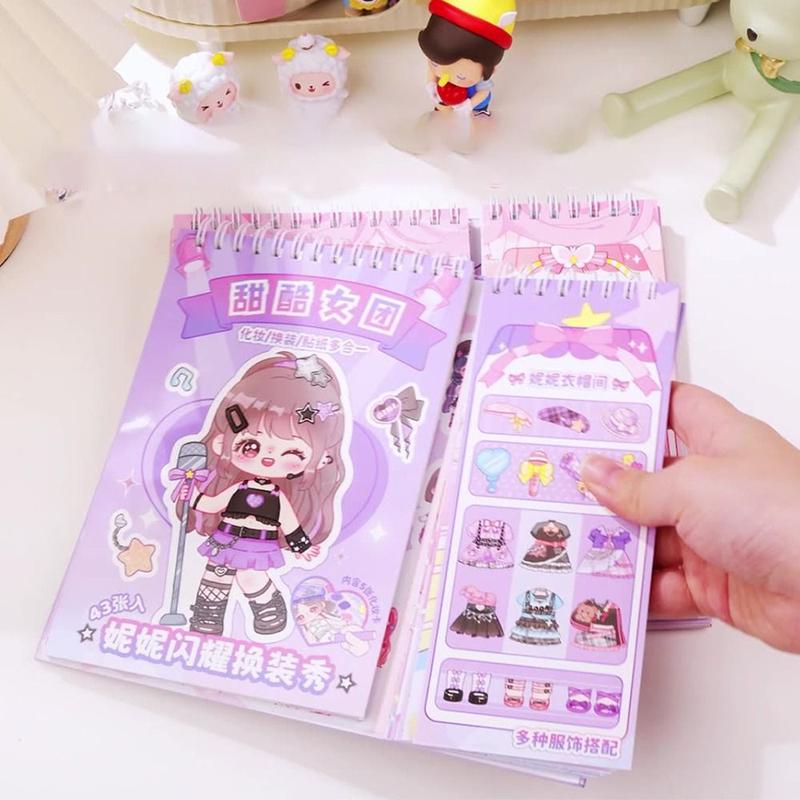 Creative Multicolor Dress Up Scene Stickers Stress Relief Papper Clothes Coloring Book Makeup Decals Clothes Coloring Makeup Dressing Stickers for Kids Adult 3