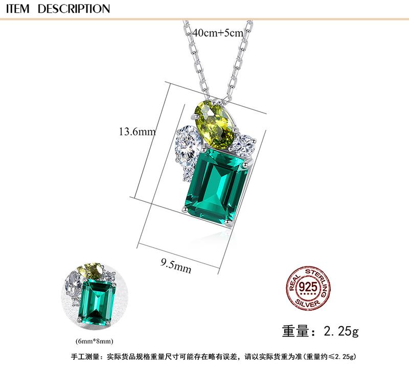 Product Introduction of European and American Style Necklace S925 Silver Pendant Women's Cross Car Chain Emerald Fashion Elegant Jewelry 0