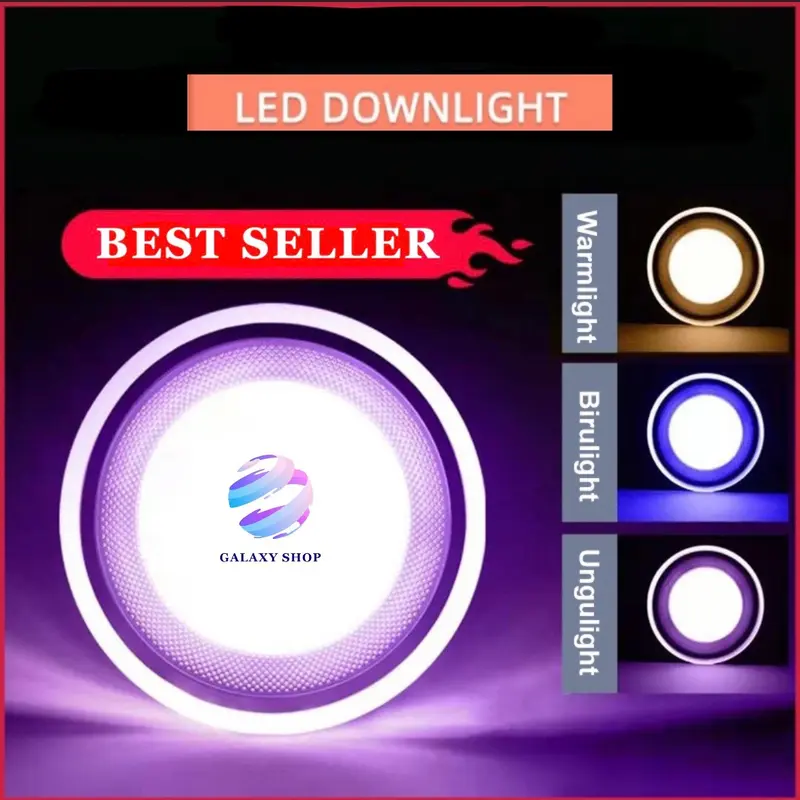 LAMPU DOWNLIGHT LED 3 WARNA 6WATT / KUNING BIRU UNGU / PUTIH KUNING WARMWHITE / PANEL LED /LAMPU PLAFON Saklar 0