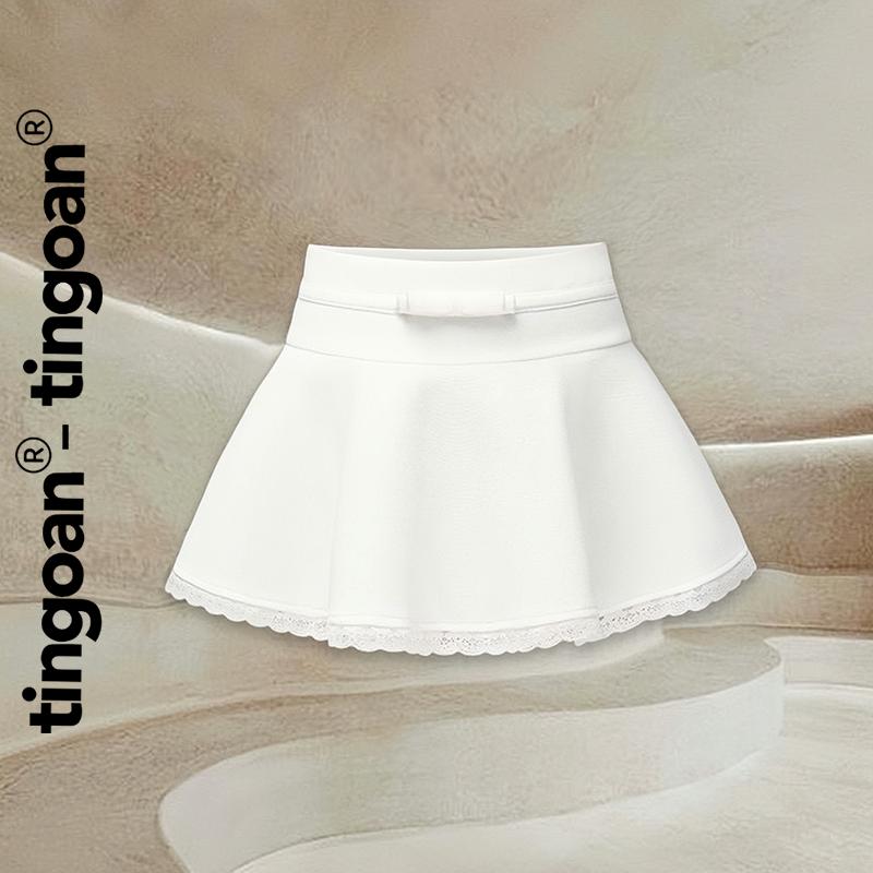 TINGOAN - Chân váy trắng cạp lửng xòe phối nơ em ren gấu MOONIE SKIRT WH