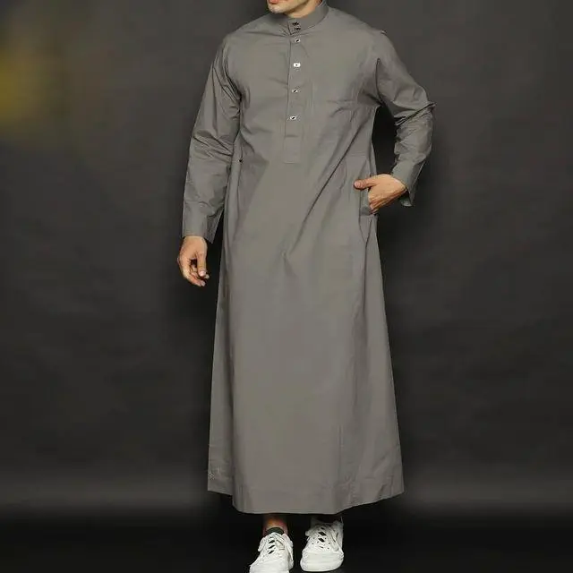 Jubah Polos Katun Toyobo Gamis Pria Arab Dewasa Baju Gamis Pria Terbaru 2024 Baju Gamis Cowok Terbaru 2024 Jubah Pria Mesir Baju Koko Terlaris 2024 Bonus 1 Pcs Peci plus 1 Tasbih Size  M-5XL Jubah Kancing depan COD Muslim Abu Hitam Navy Panjang