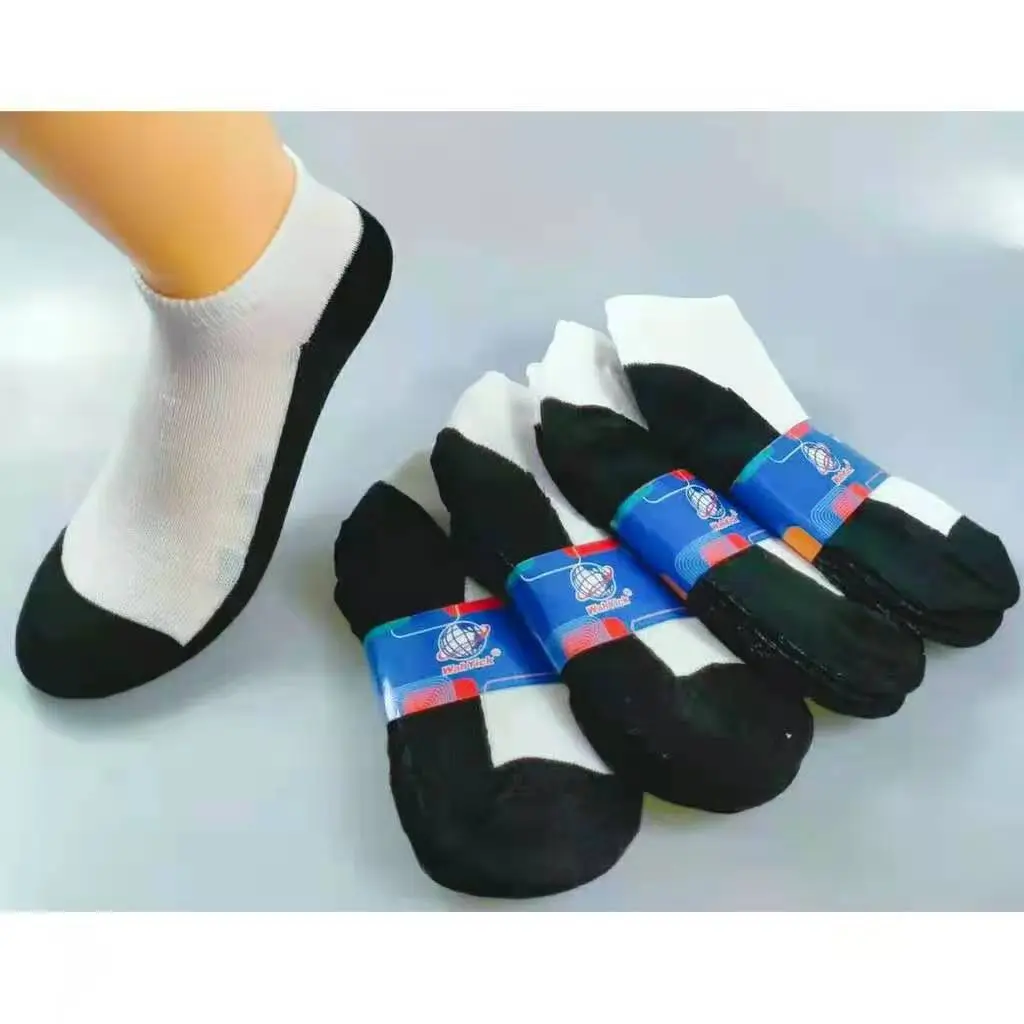 Lowest Price Calin 12 Pairs White Base Colored Bottom Kids Boys Girls School Ankle Socks For School For Student
