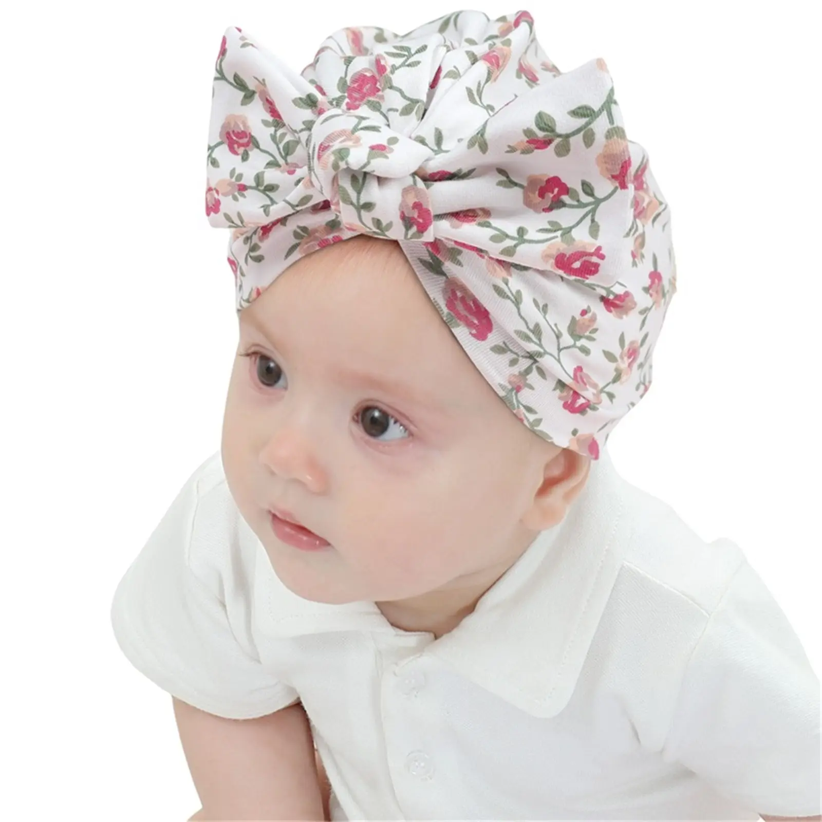 Cute Turban Hat Cap Beanie Bonnet with Big Bowknot Hospital Baby Hats Knot Headwraps Turbans for Newborn Baby Toddlers Infants